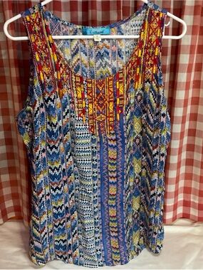 buttons Multicolor Geometric Tank - Blue, Red, Yellow